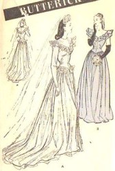 3685 1946 BRIDES/ MAID RUFFLE BASQUE DRESS, TRAIN PATTERN 14 32